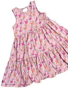 Tea Collection Pink Flamingo Tiered Dress